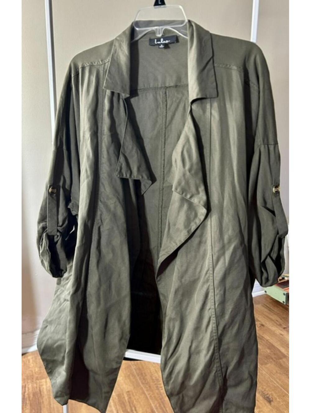 Lulus Olive Green Lightweight Open Front Jacket Size S